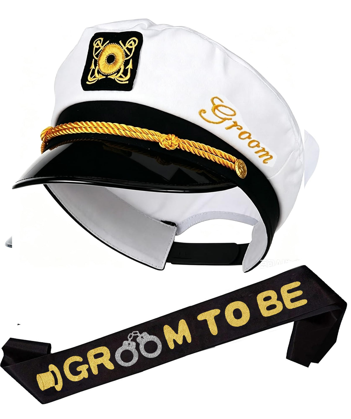 Groom Captain Hat with Groom Sash Bachelor Party Favors Supplies Decorations, Ideas, Gifts Nautical Bachelor Hat