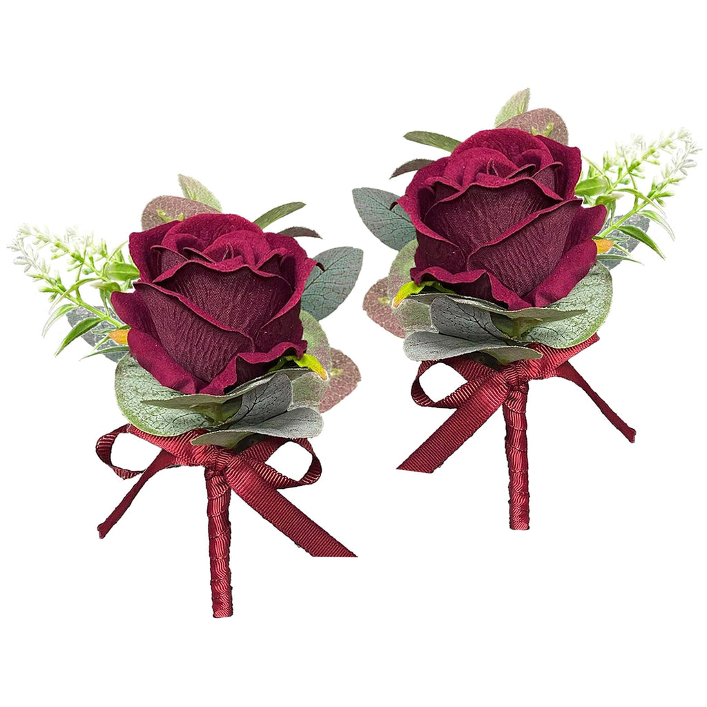Rinlong 2Pcs Terracotta Boutonnieres with Pins for Men, Groom, Groomsmen