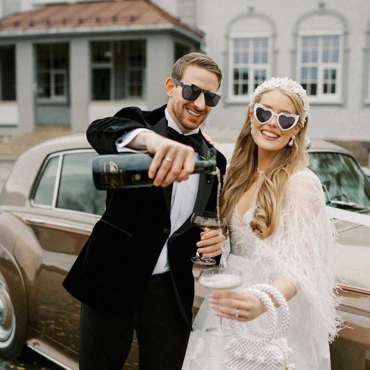 Just Married Decorations Bride And Groom Sunglasses for Just Married Wedding Party Decorations Wedding Sunglasses Accessories White And Black