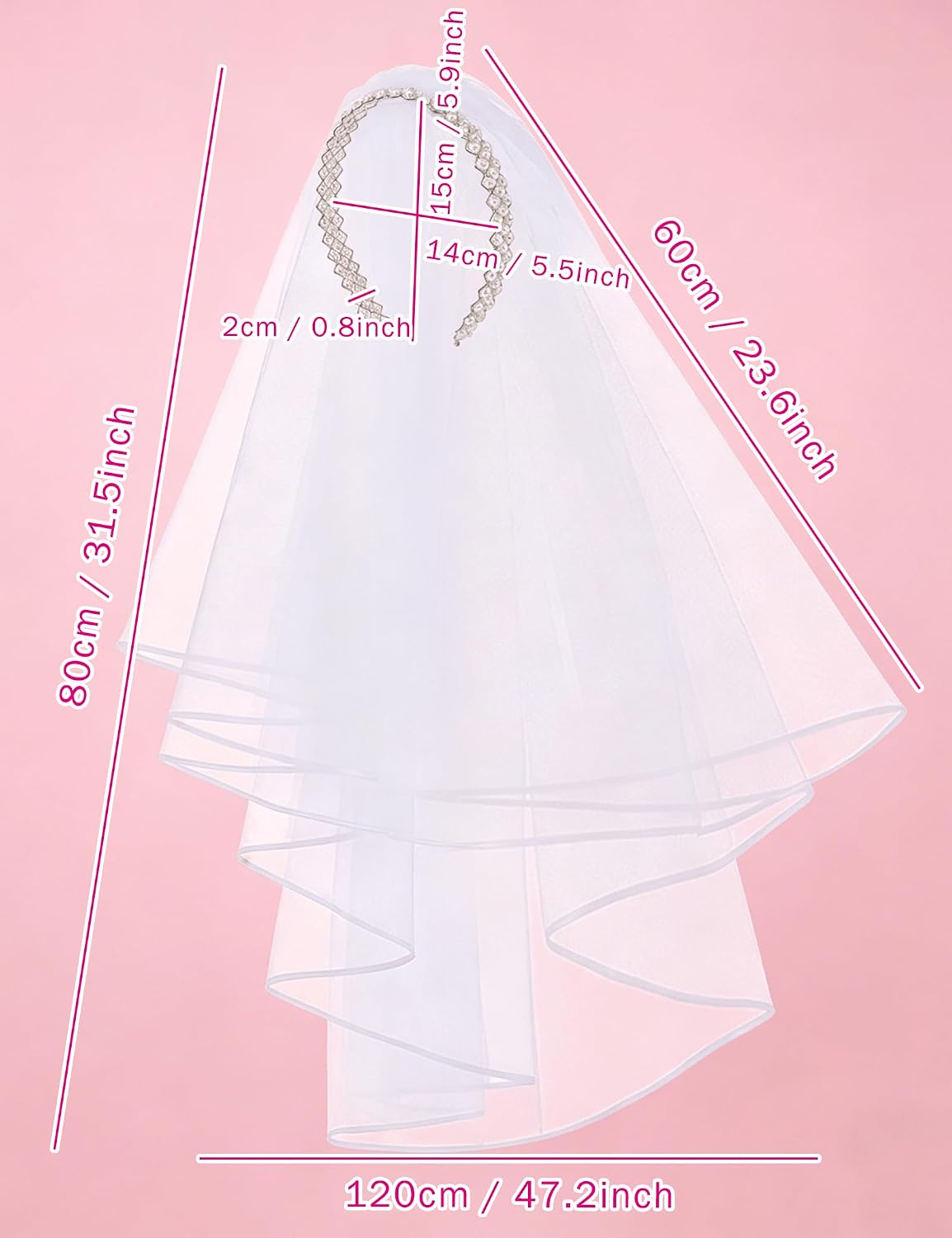 Pearl Bridal Headband Veil for Bachelorette Party Decorations