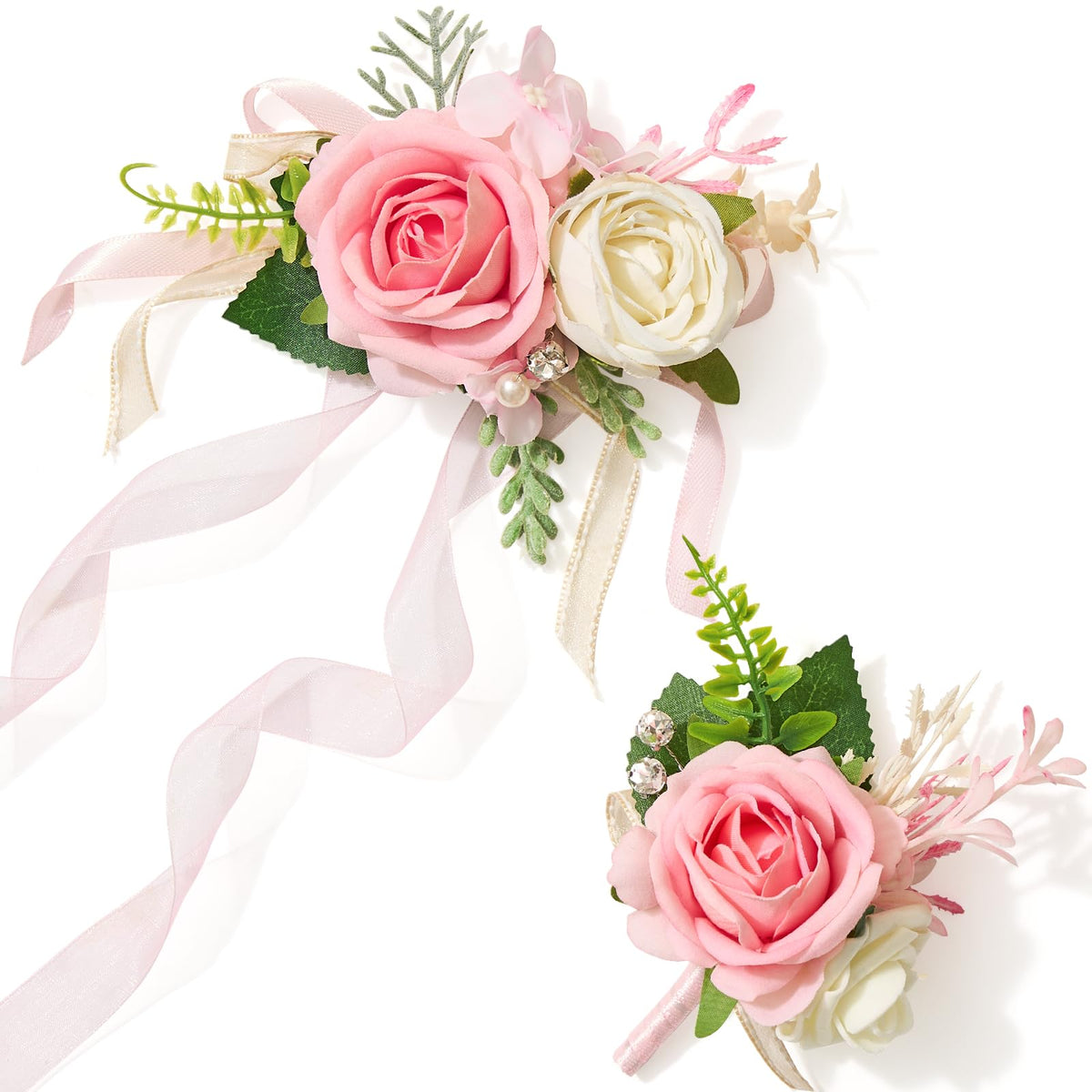 Alecono Burgundy Corsage and Boutonniere Set Red Black Rose Wristlet