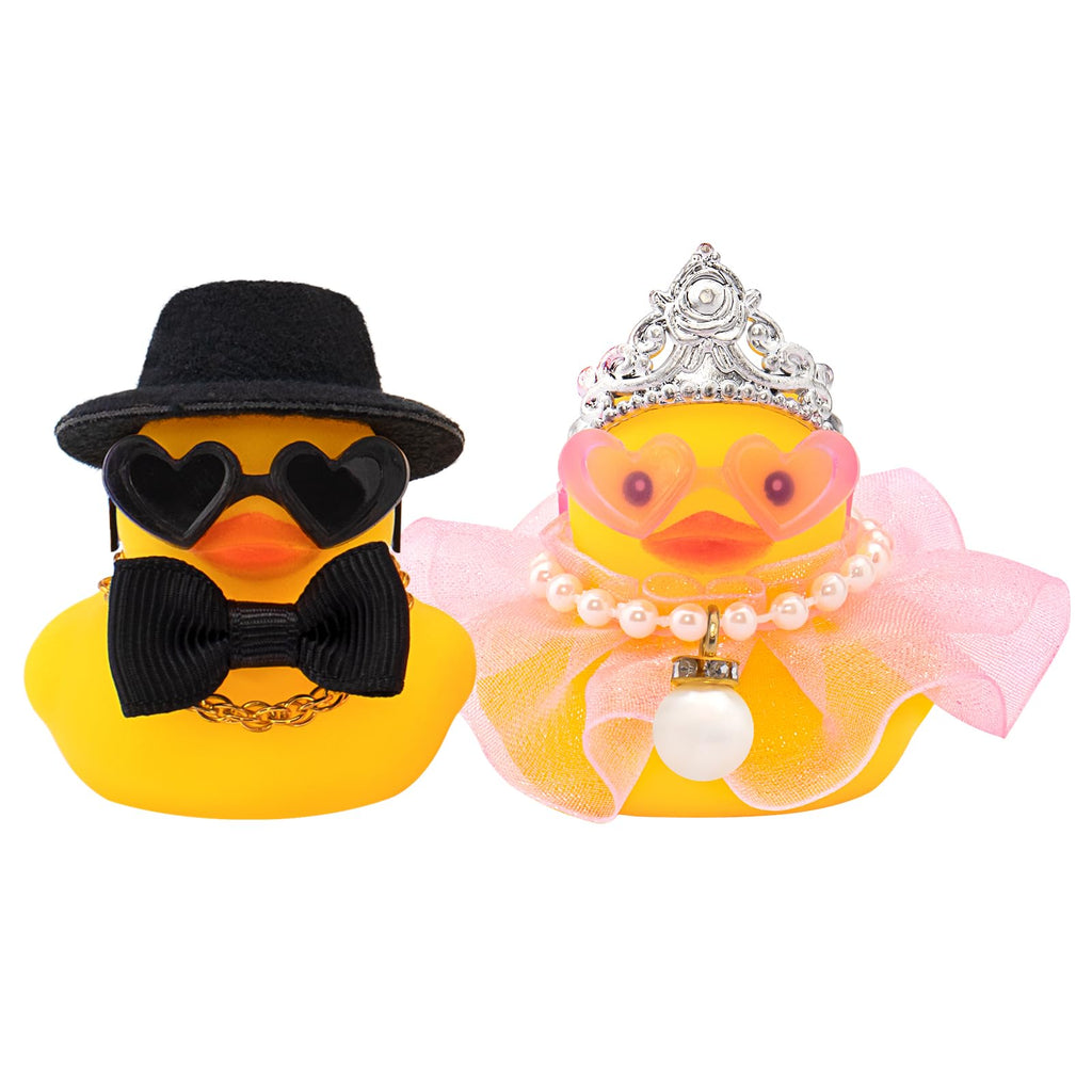 wonuu Pair Set of 2 Bride and Groom Rubber Ducks for Wedding Favors, Party Favors, Ceremony Gift Set, Marriage Souvenir, Marry Blessings, Aniversary Present, White Dess with Veil&Soft Top Hat