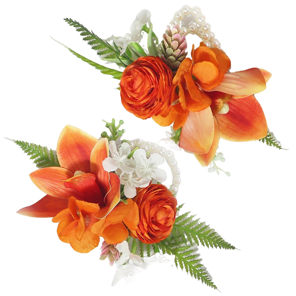 Rinlong 2Pcs Navy Terracotta Wrist Corsage for Wedding, Prom, Homecoming