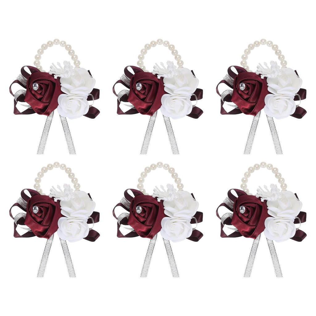MECCANIXITY 12Pcs Wrist Corsage Artificial Flower Bracelets Rose Wrist Bride Groom Decorative for Wedding Ceremony Prom Party Anniversary Sky Blue