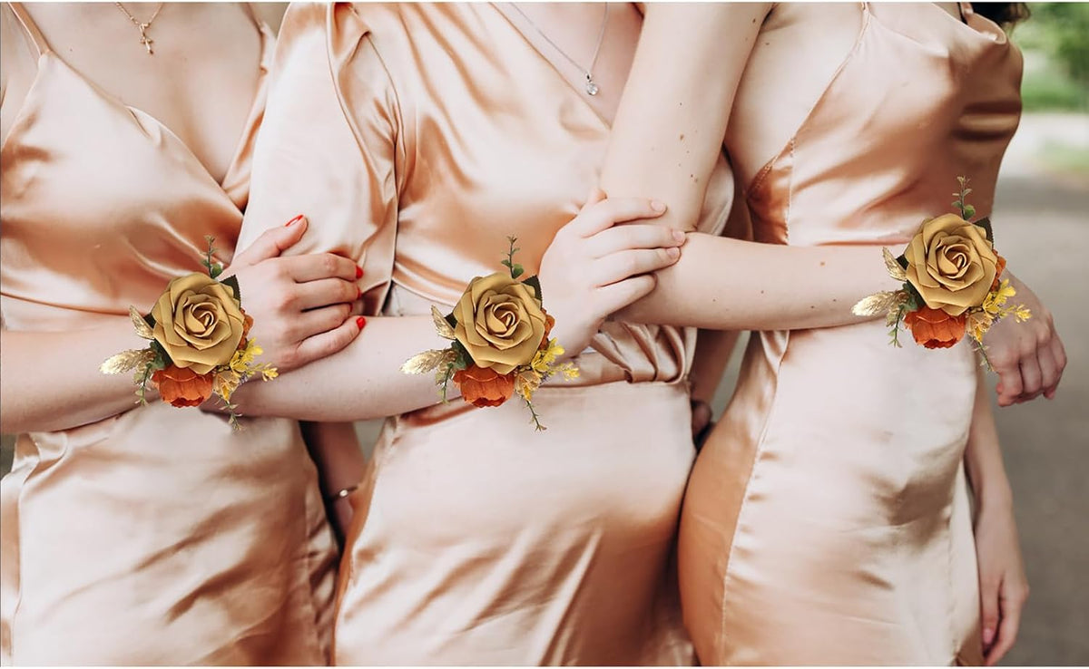 Set of 2 Wrist Corsage for Wedding Terracotta Flowers Corsage Wristlet Prom Flower Wrist Corsages for Bridal Shower Wedding Prom Bridesmaid Mother Grandmother Corsages