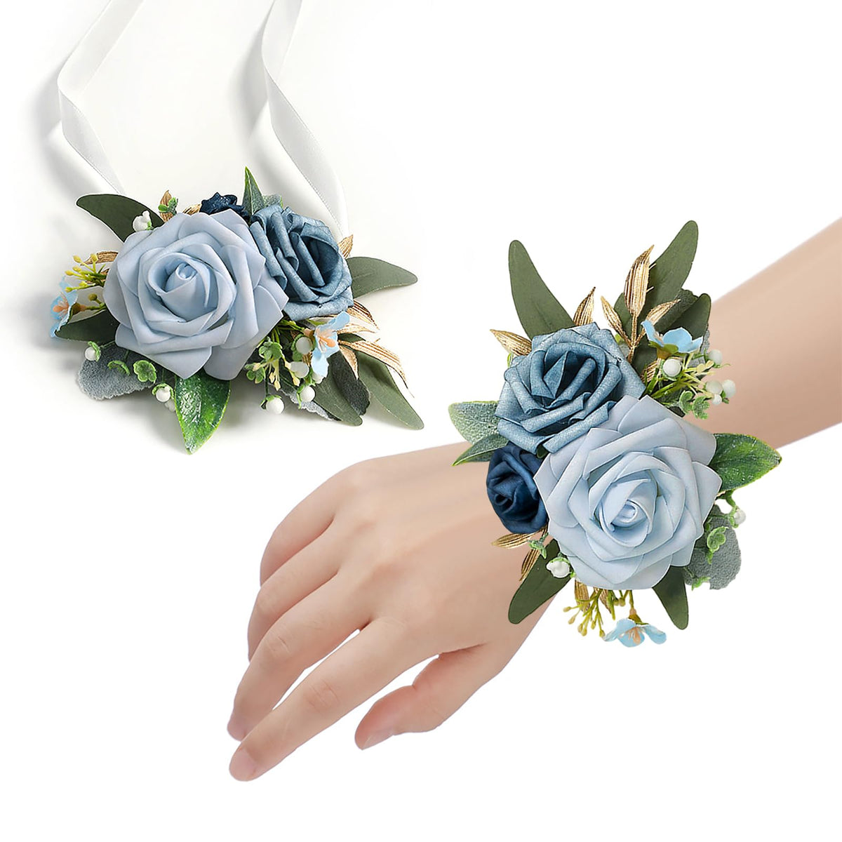 Set of 6 Terracotta Flowers Wrist Corsage for Wedding Party Prom Corsages Wristlet Decor Orange Hand Flowers for Bridesmaid Girl Mother of The Bride