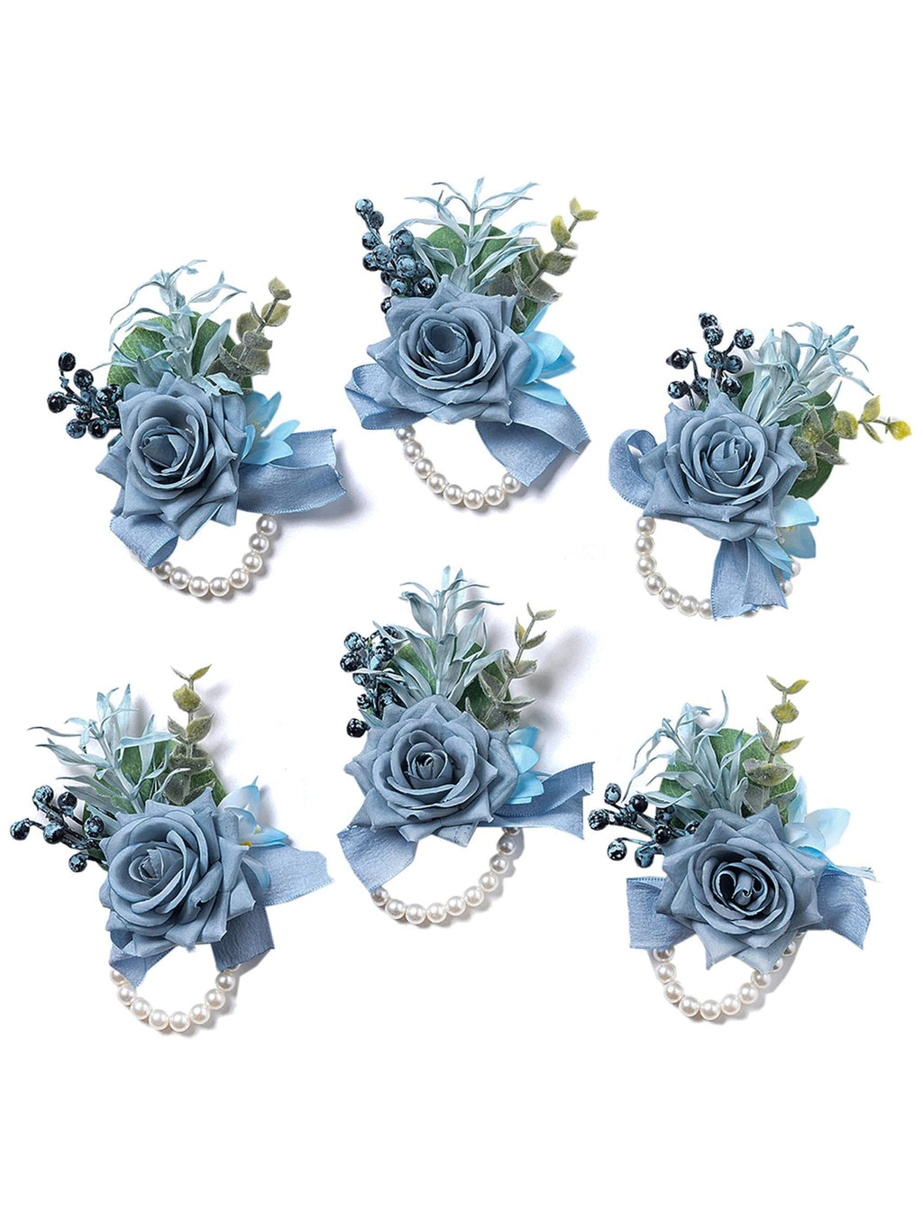 2Pcs White Silk Rose Wrist Corsages for Women Wedding Prom Party