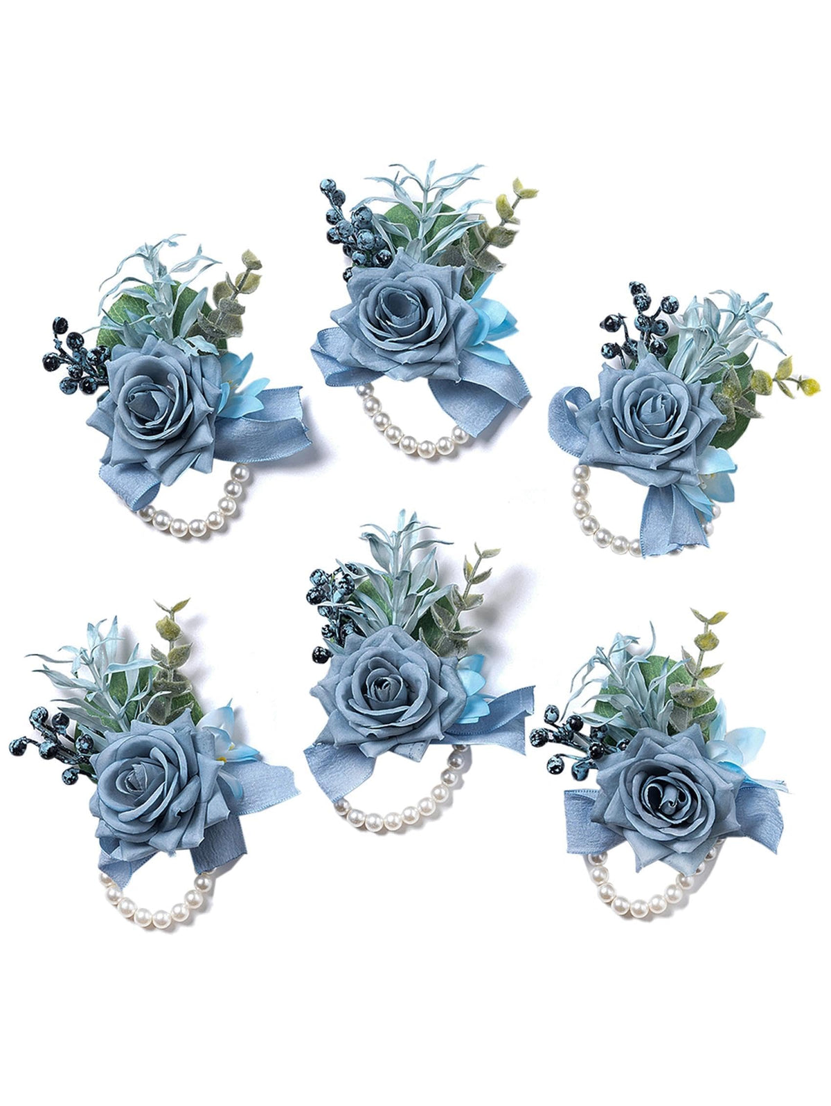 2Pcs White Silk Rose Wrist Corsages for Women Wedding Prom Party