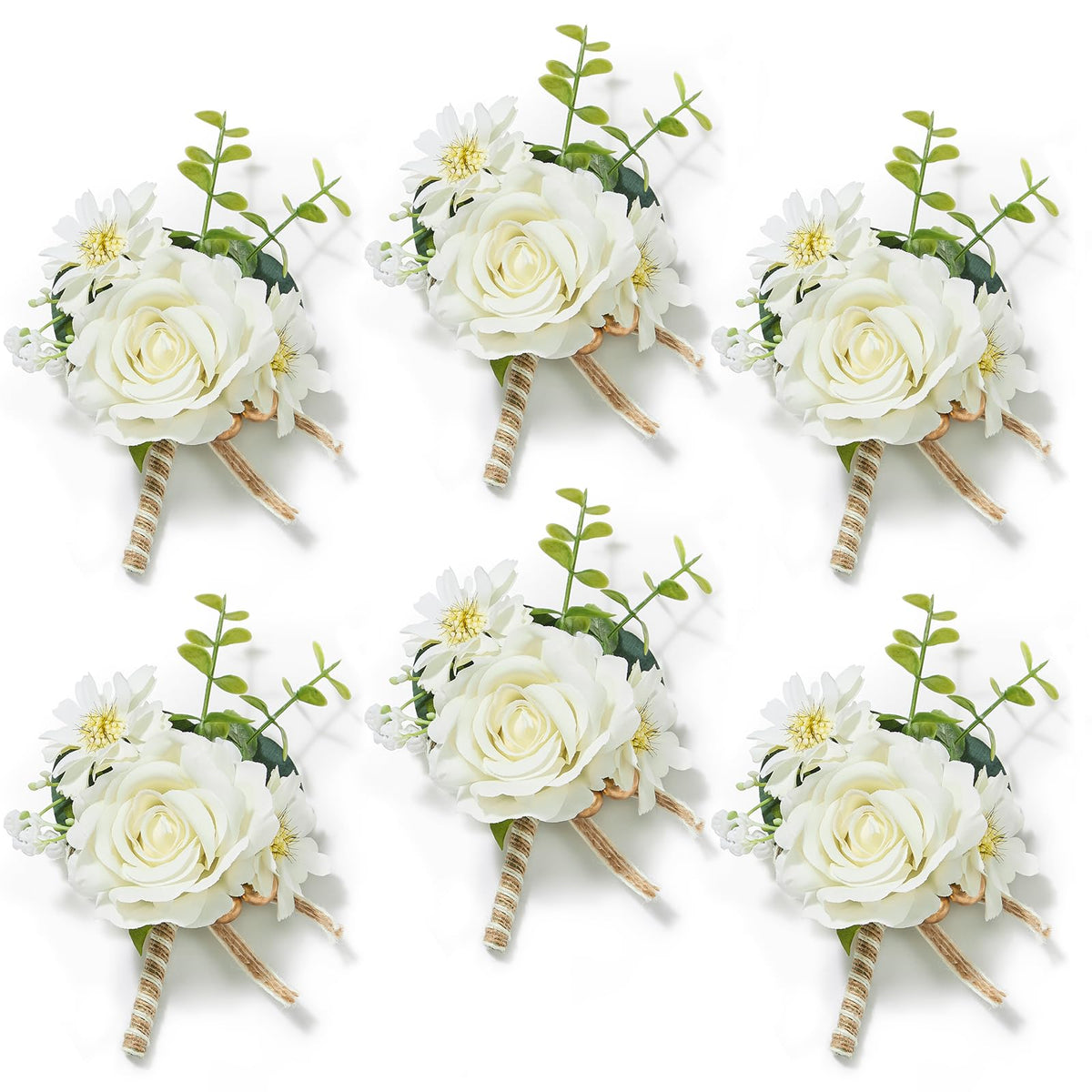 Serwalin Ivory White Rose Corsage and Boutonniere Set for Wedding Prom