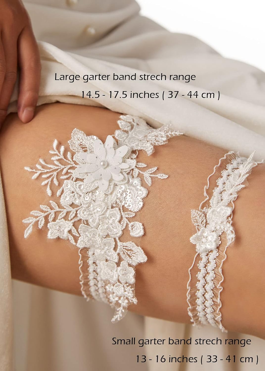 Aprildress 2 Pieces Wedding Garter Set for Bride with Stretchy Soft Lace Band PGT400