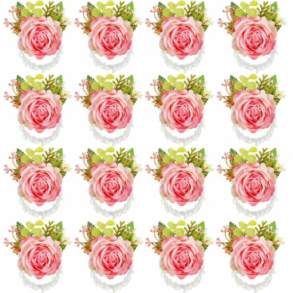 Sherr 24 Pcs Corsage Wristlet for Wedding Bridesmaid Women, White