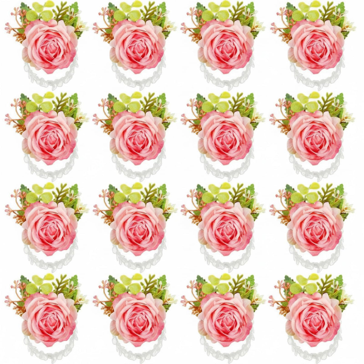 Sherr 24 Pcs Corsage Wristlet for Wedding Bridesmaid Women, White