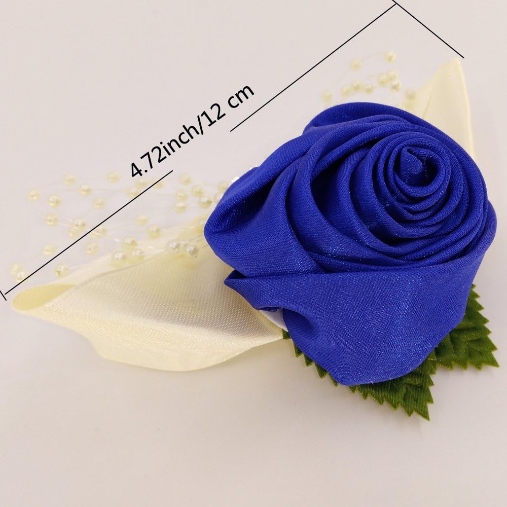 Arlai 1pc Wedding Bridesmaid Wrist Corsage, Dark Blue Flower Bracelet