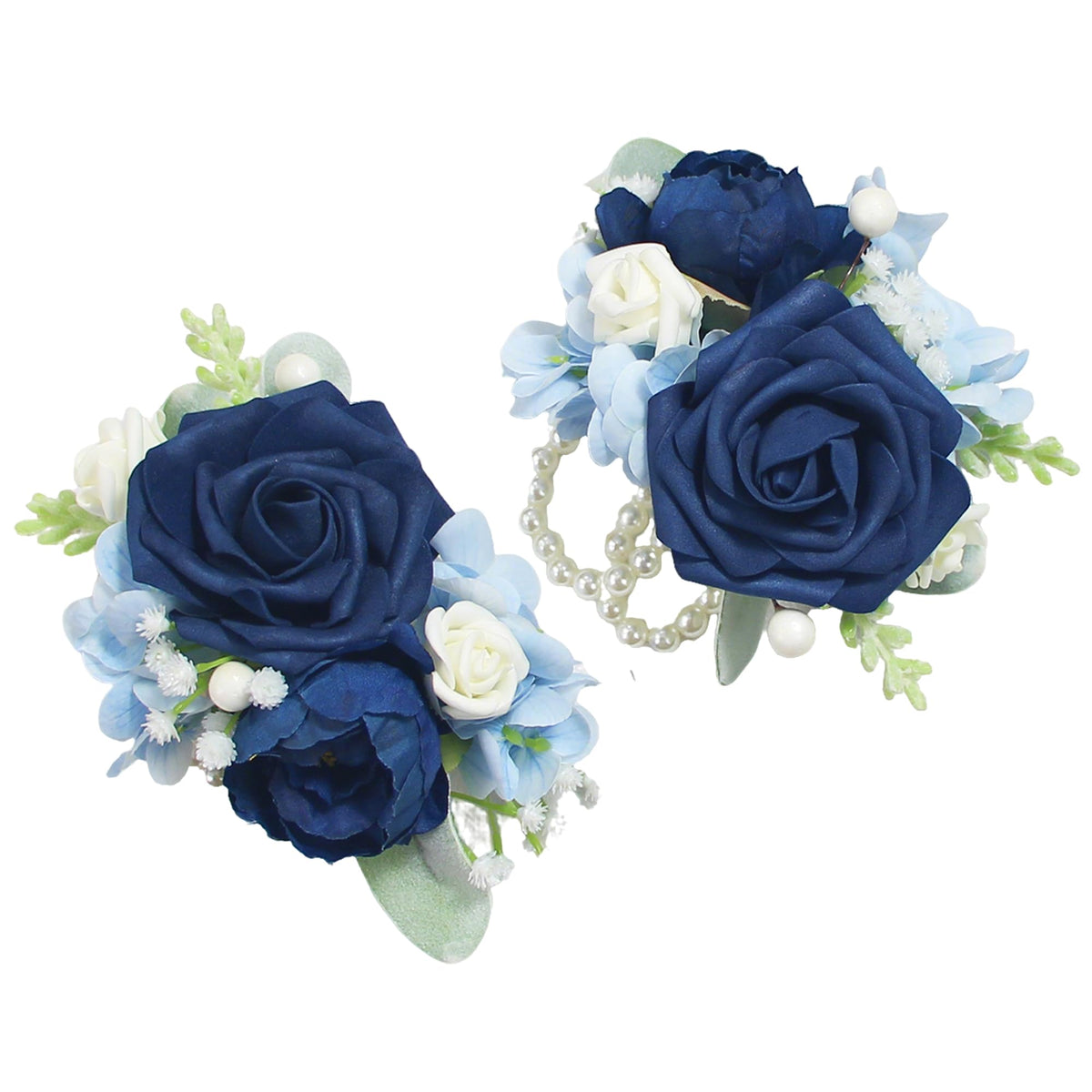 Rinlong 2Pcs White Orchid Wrist Corsage for Wedding, Prom, Homecoming