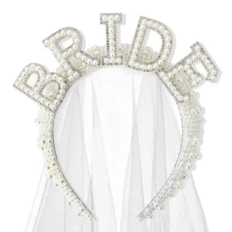 Bride to be Pearl crown Headband Bach Bachelorette hen Party Bridal Shower wedding engagement rehearsal dinner Decoration Gift