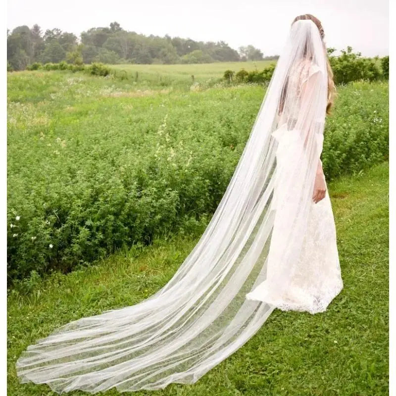 3 Meters One-Layer Soft Tulle Long Bridal Veils with Comb Marriage Accessories Bride Hair Wedding Veil