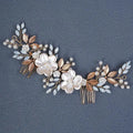 Leaf Bride Wedding Hair Comb Rhinestone Pearl Bridal Hair Pieces Flower Wedding Headpiece for Brides Crystal Hair Accessories