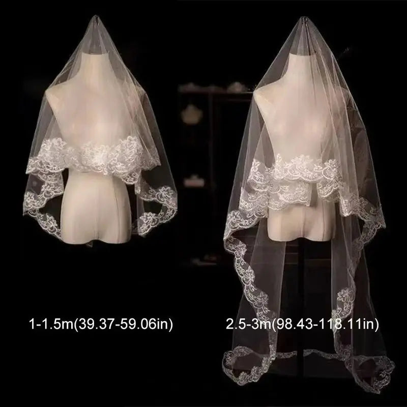 New Lace Flower Bridal Veil Soft Tulle Single-layer Wedding Veils White Long Bride Head Gauze Wedding Accessories