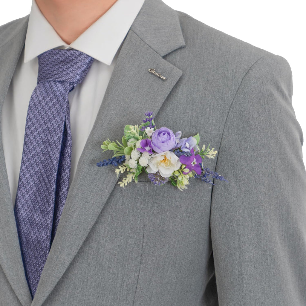 TINGE TIME Luxury Groom Boutonniere for Wedding, 1 PCS Pocket Boutonniere for Men Wedding, Prom, Homecoming, Anniversary, Graduation, Christmas Dinner (Terracotta)