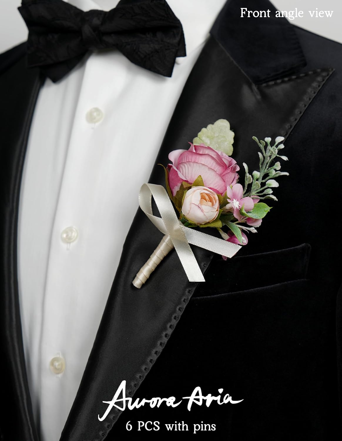 AuroraAria Dusty Rose Boutonniere for Men,Set of 6,Groom Boutonniere for Wedding,Anniversary,Homecoming,Formal Dinner Party,Wedding Decor,Artificial Dusty Rose Rose