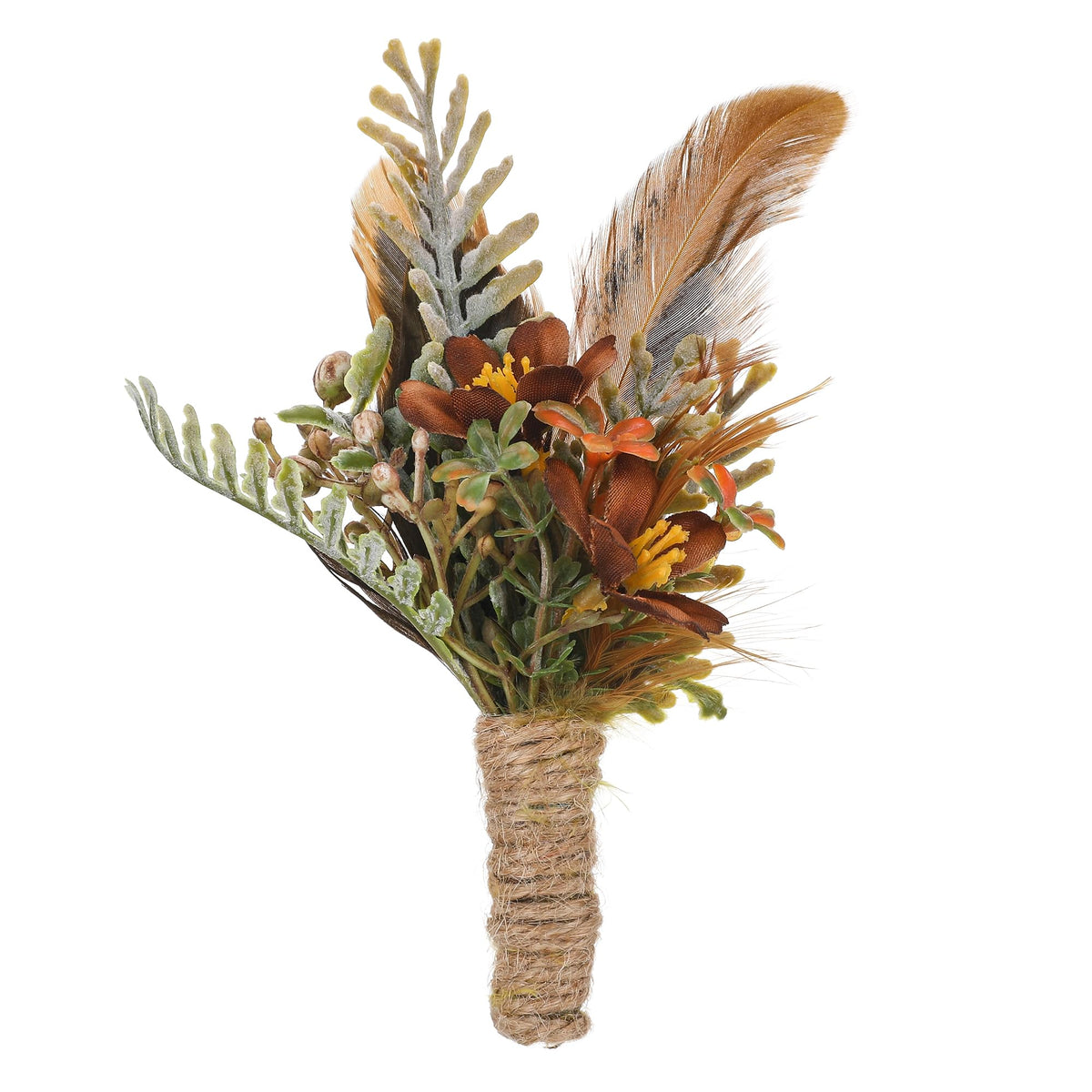 Rose Boutonniere for Men - Prom Boutonniere for Wedding Feather Rustic Boutonnieres for Groom Boho Corsage for Groomsmen Anniversary Formal Dinner Party Ceremony Celebration