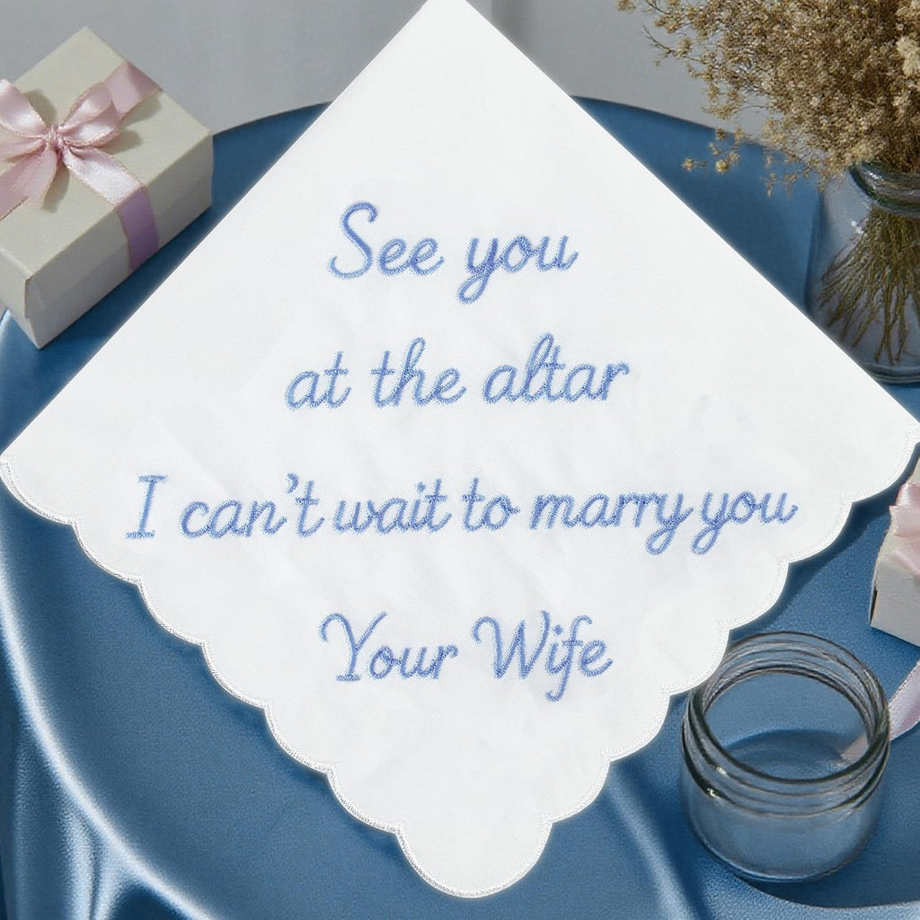 Lamyba Something Blue for Bride and Groom Wedding Handkerchief,Mom and Dad Gifts