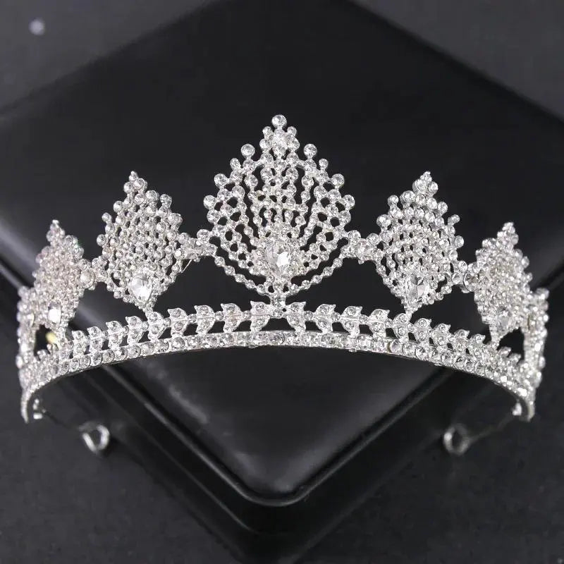 Silver Color Crystal Tiaras And Crowns For Bride Women Party Queen Bridal Wedding Hair Accessories Jewelry Headpiece Crown Tiara