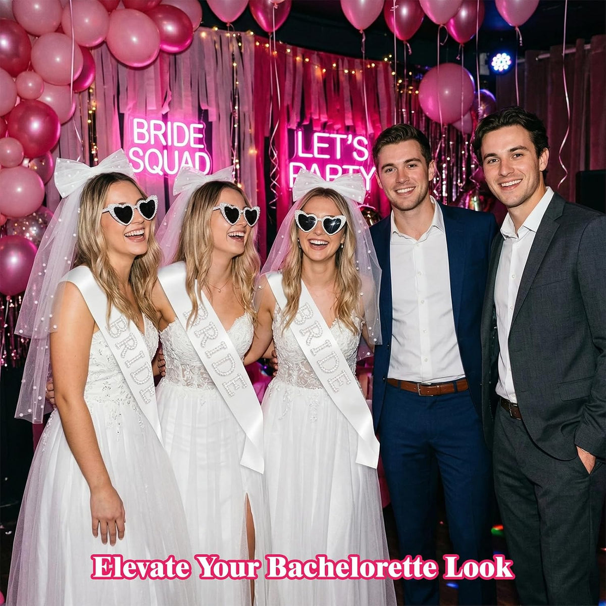 Erythem Bride to Be Set with Veil, Sash & Sunglasses, Bachelorette Party Accessories for Bridal Shower Engagement Wedding