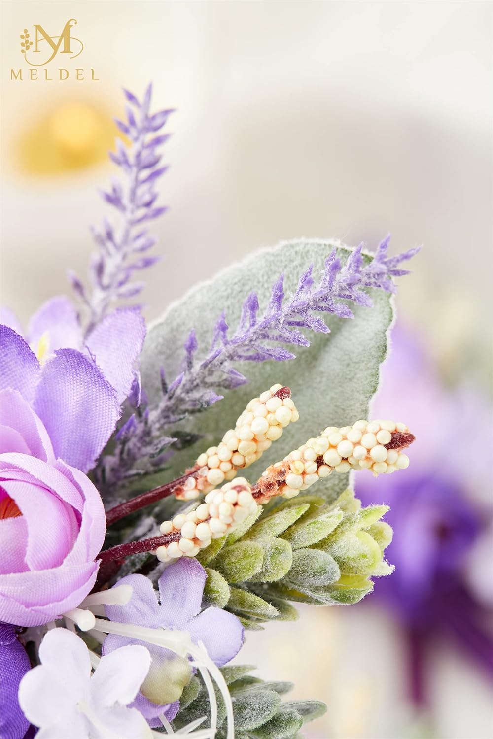Lavender Purple Faux Wrist Corsages, Set of 6, for Bride Wedding