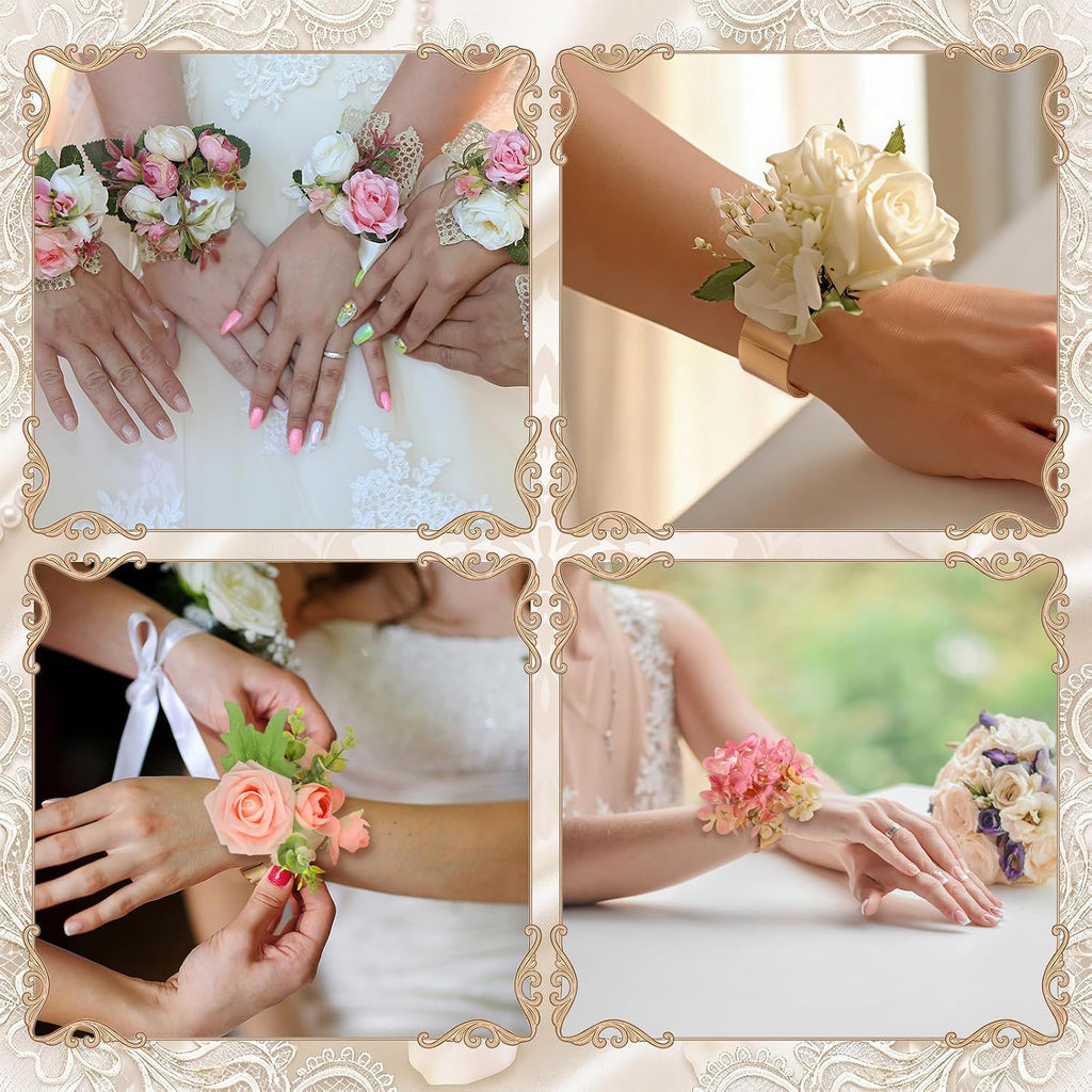 Liliaafar Gold 10 Pcs Corsage Wristlet Bracelet Bands for Women Cuff Bangle Bracelet Wrist Corsage DIY Wedding Wristband Wide Open Adjustable for Wedding Bridal Party Prom (0.98",Narrow Cuff)