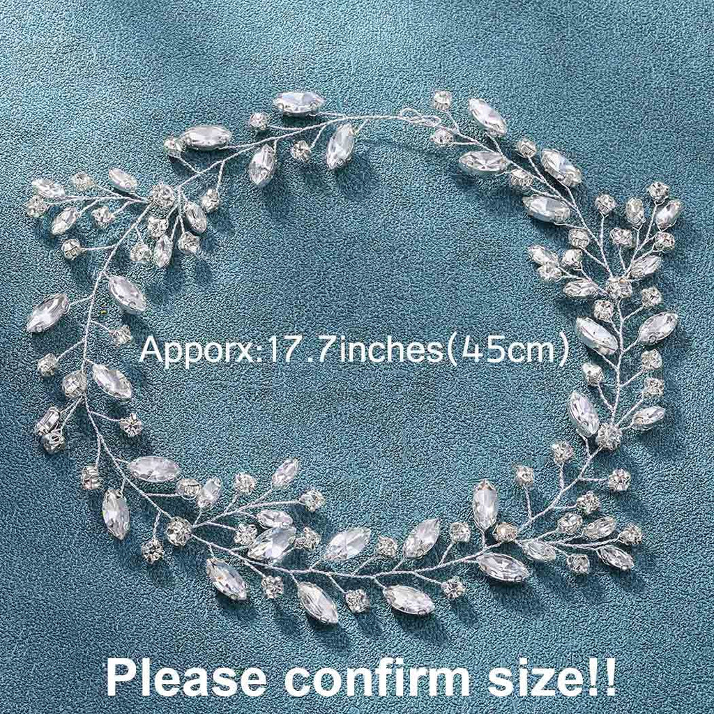 Unicra Bride Wedding Rhinestone Hair Vine Bridal Silver Hair Piece Crystal Headband Hair Accessories for Women and Girls (17.7inches) (Silver)