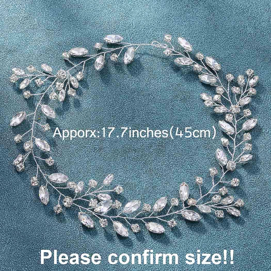 Unicra Bride Wedding Rhinestone Hair Vine Bridal Silver Hair Piece Crystal Headband Hair Accessories for Women and Girls (17.7inches) (Silver)