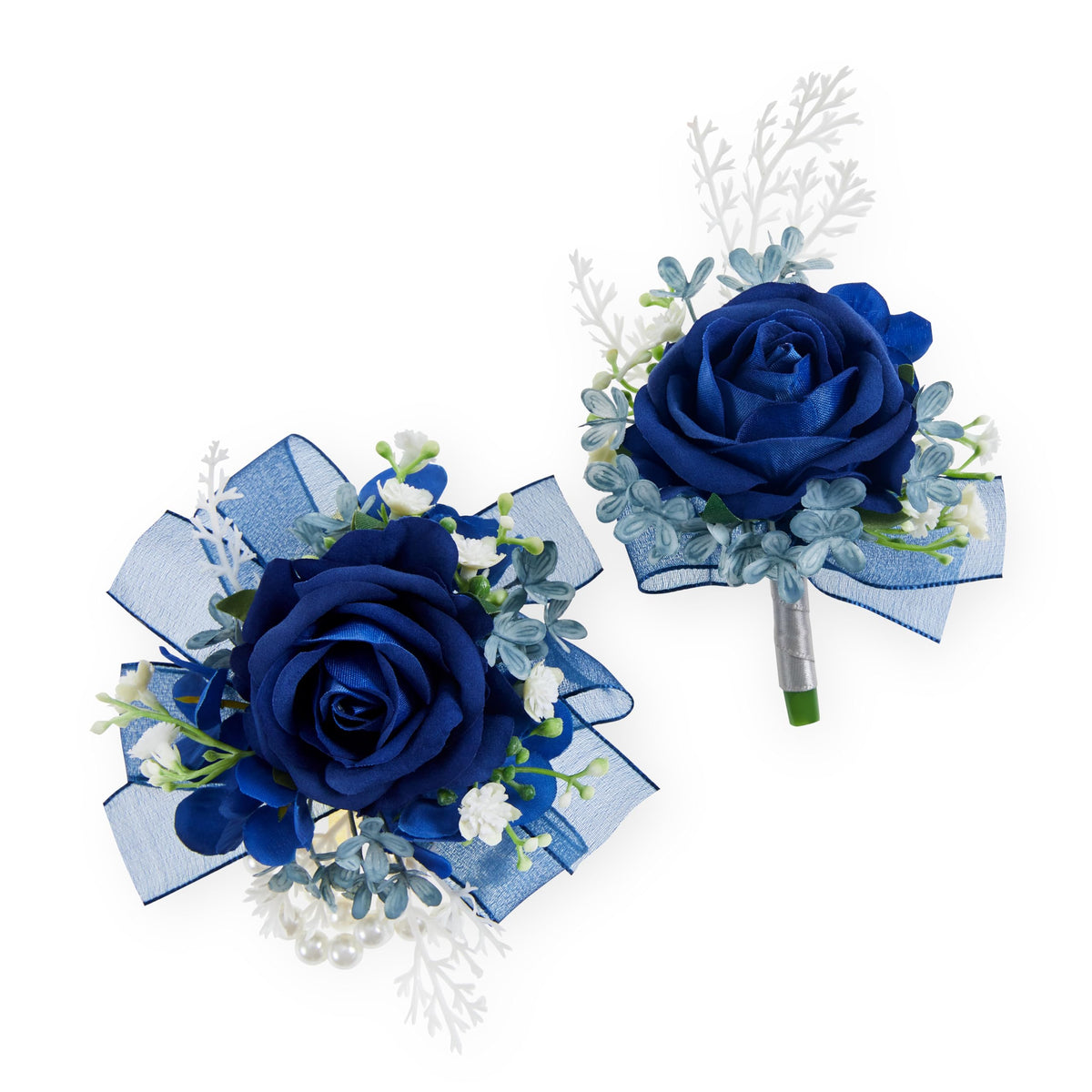 2 Pcs Purple Wrist Corsage and Boutonniere Set