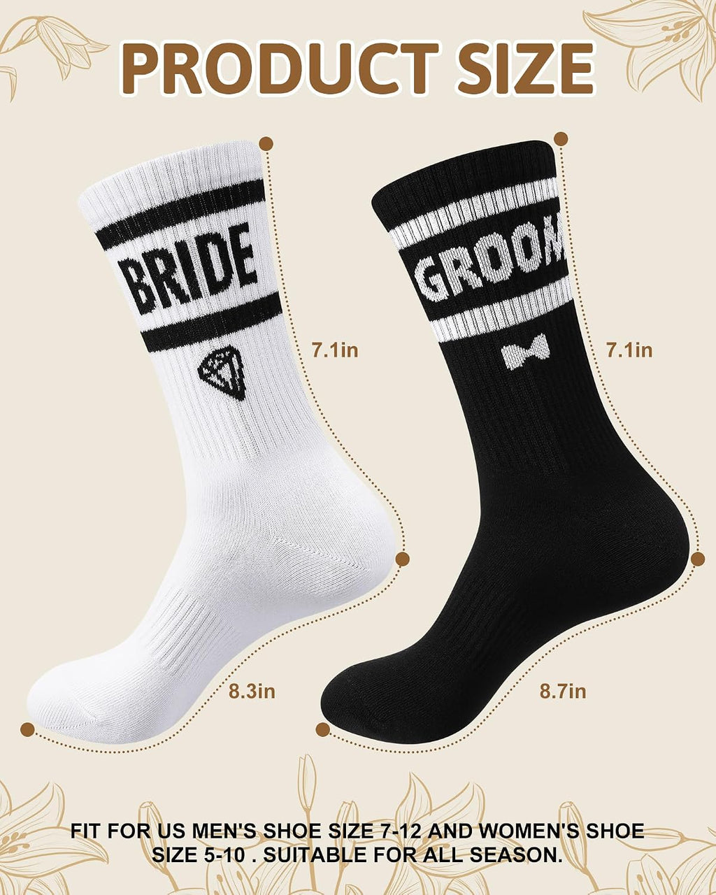 Shihanee 2 Pairs Wedding Gifts for Couples Wedding Crew Socks