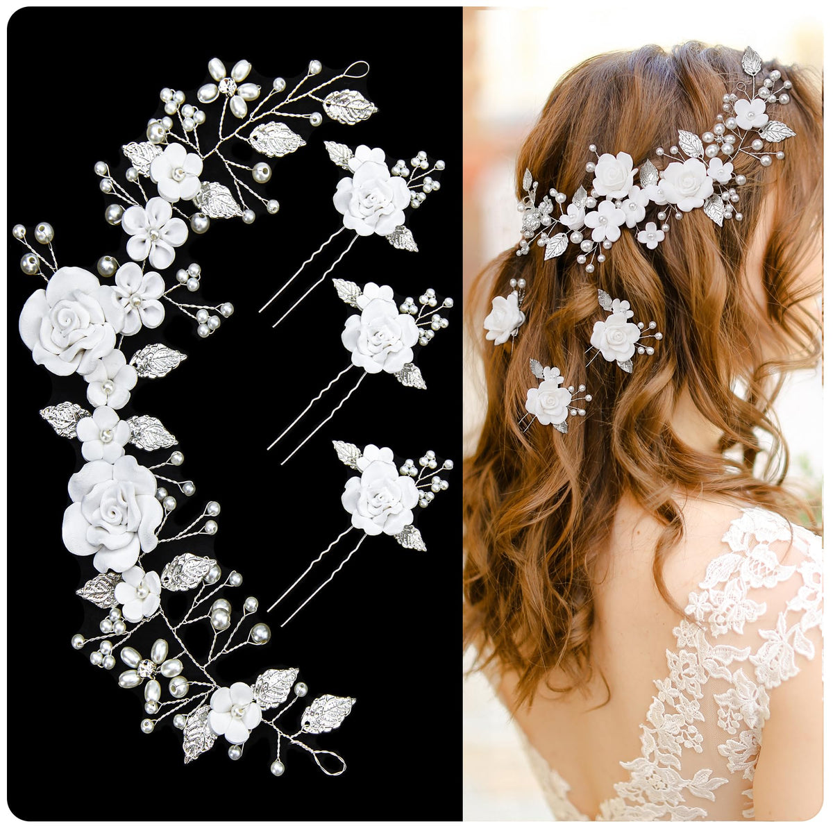 Wedding Hair Bridal Hair Accessories Pieces for Brides Hair Vine Crystal Extra Long Pearl and Beads Bridal Hair Vine Headband Head Pieces for Women and Girls (39inGold, 39in)