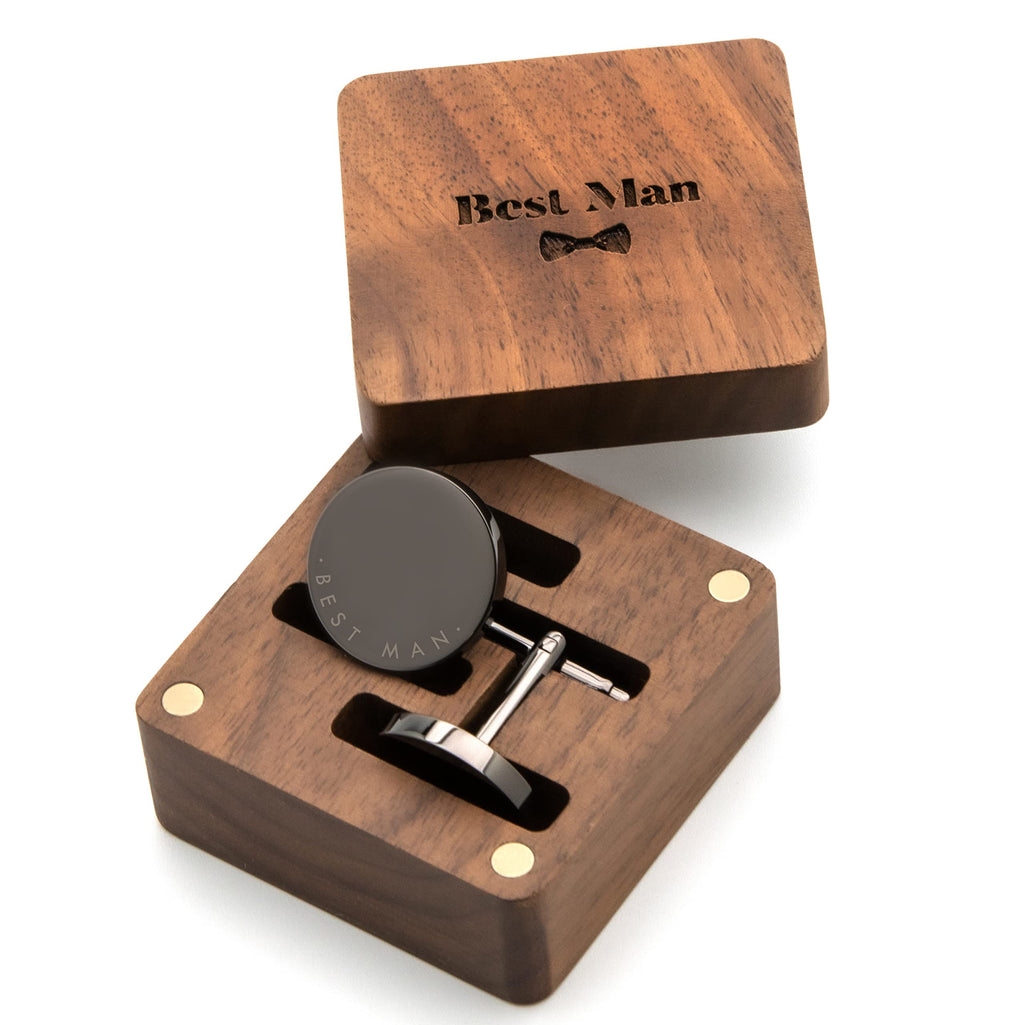 MUUJEE Cufflinks with Engraved Wood Gift Box