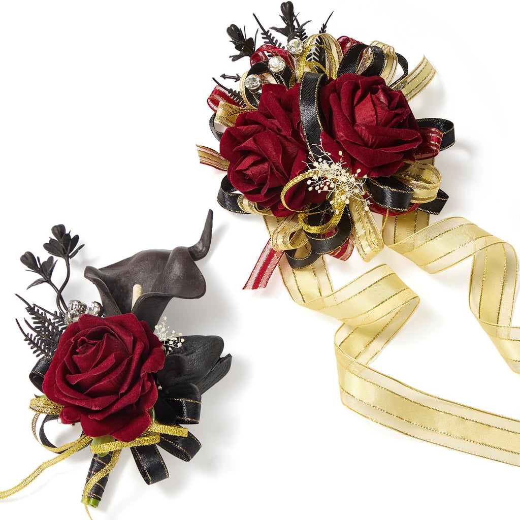 Serwalin Burgundy Corsage and Boutonniere Set for Wedding Prom Homecoming