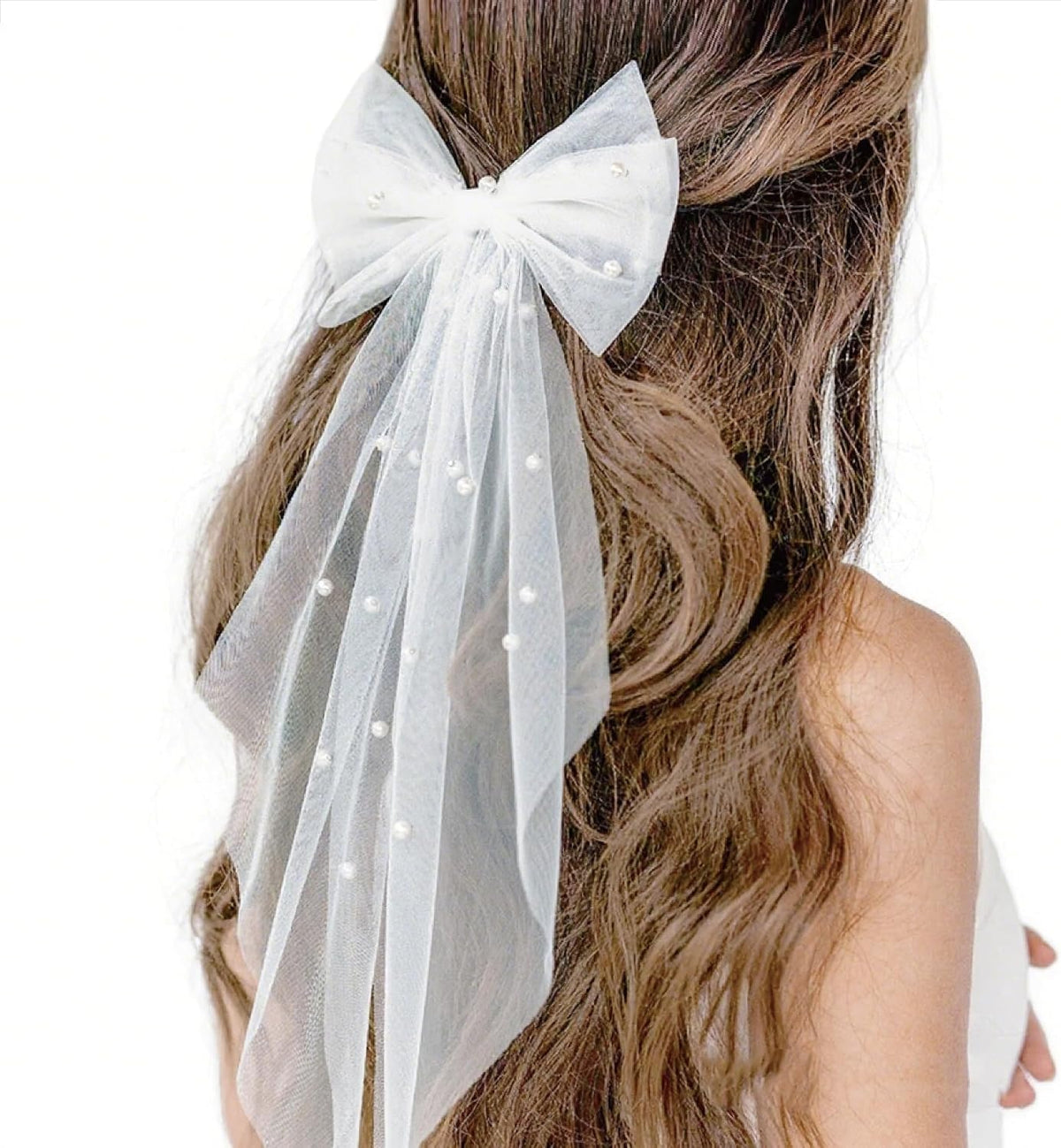 Bride Bow Veils For Women Wedding – Elegant White Tulle Hair Bridal Accessories, Veils for Bachelorette Party