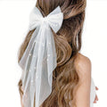 Bride Bow Veils For Women Wedding – Elegant White Tulle Hair Bridal Accessories, Veils for Bachelorette Party