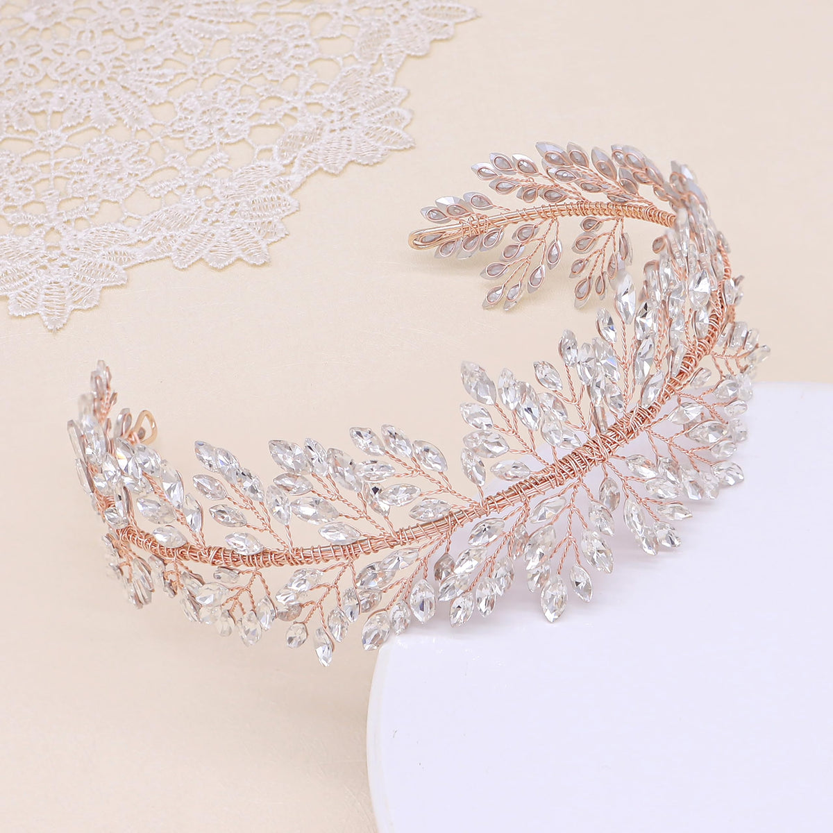 Oriamour Silver Wedding Headbands Crystal Bridal Headpieces For Women Wide Bridal Headbands (Silver)