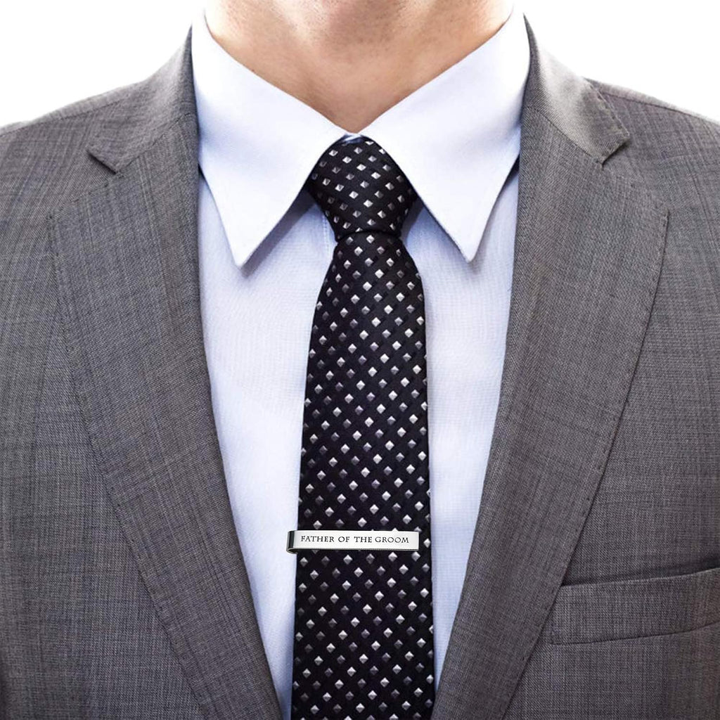 Father of the Bride and Groom Gifts - Wedding Tie Clips for Groomsmen From the Bride - Stainless Steel Tie Bars