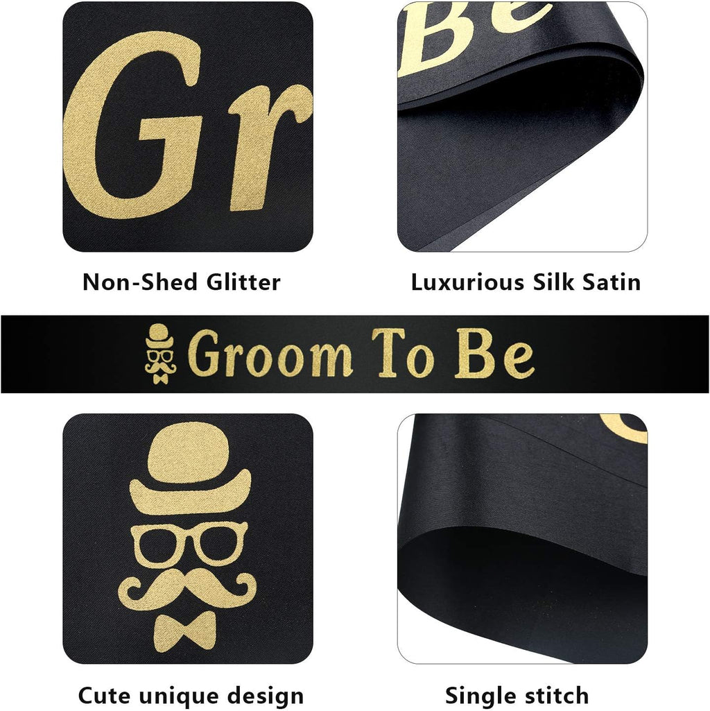 WILLBOND 2 Pcs Groom Sash and Badge Set for Bachelor Party