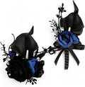 Black Rose Corsage & Boutonniere Set for Wedding