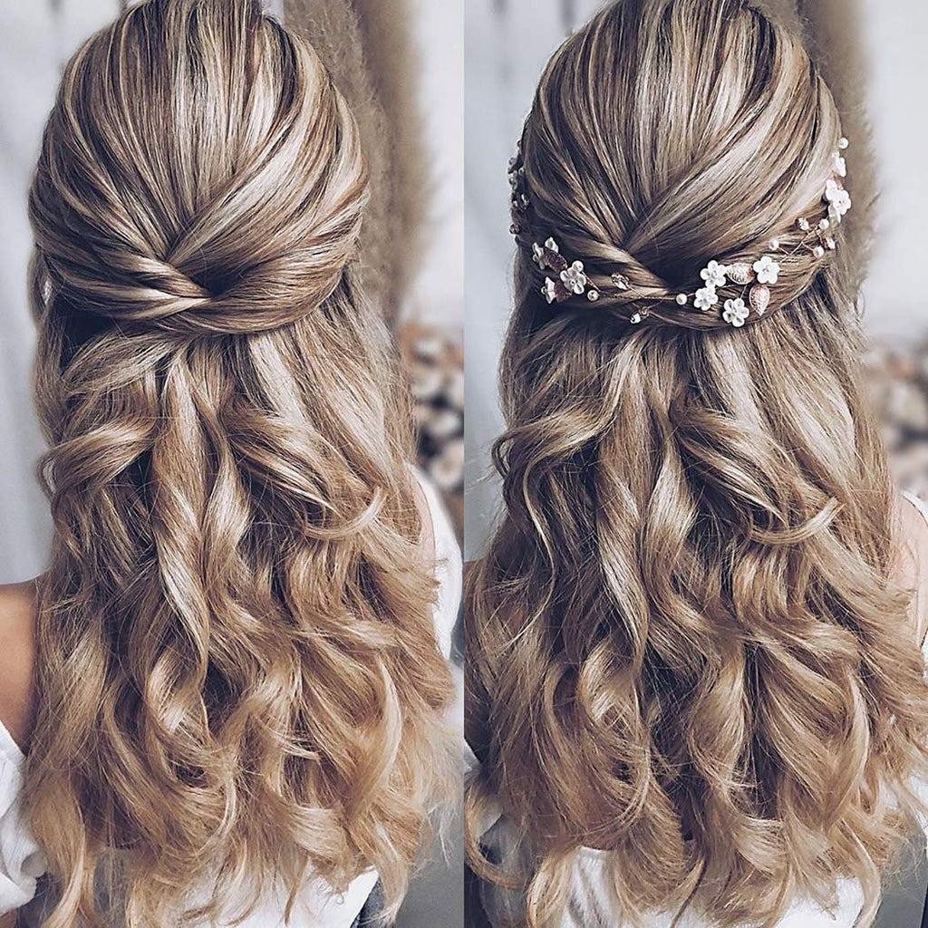 JAKAWIN Wedding Hair Vine Boho Flower Hair Piece Bridal Hair Accessories
