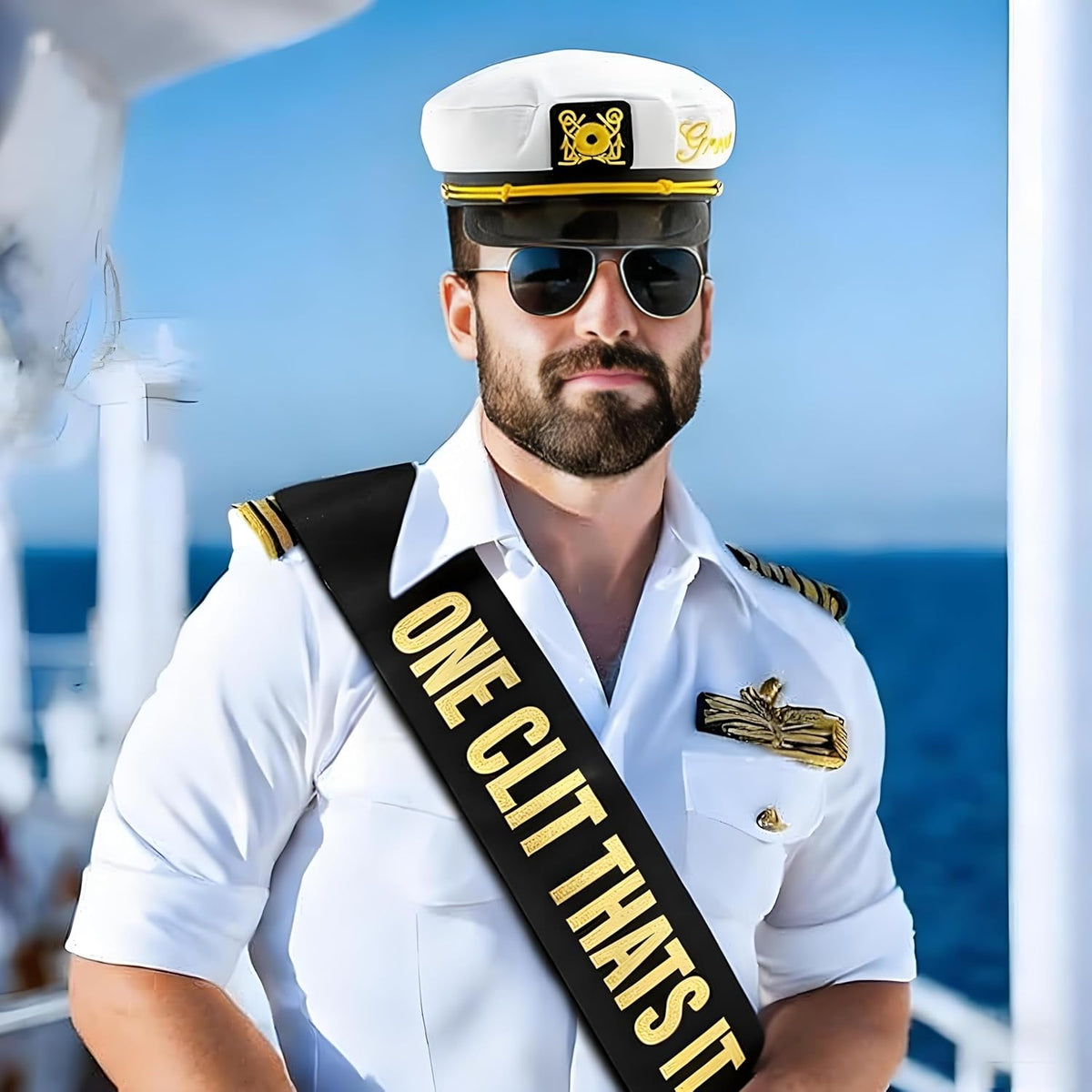 Groom Captain Hat with Groom Sash Bachelor Party Favors Supplies Decorations, Ideas, Gifts Nautical Bachelor Hat