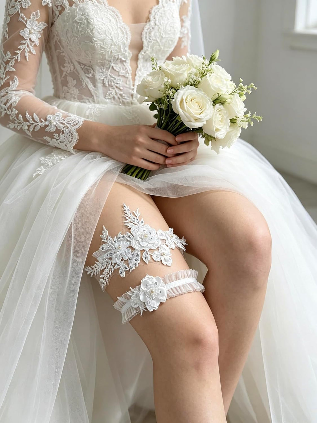 Lace Wedding Garters for Bride, Women Wedding Gifts Accessories Bridal Legs Garter with Stretch