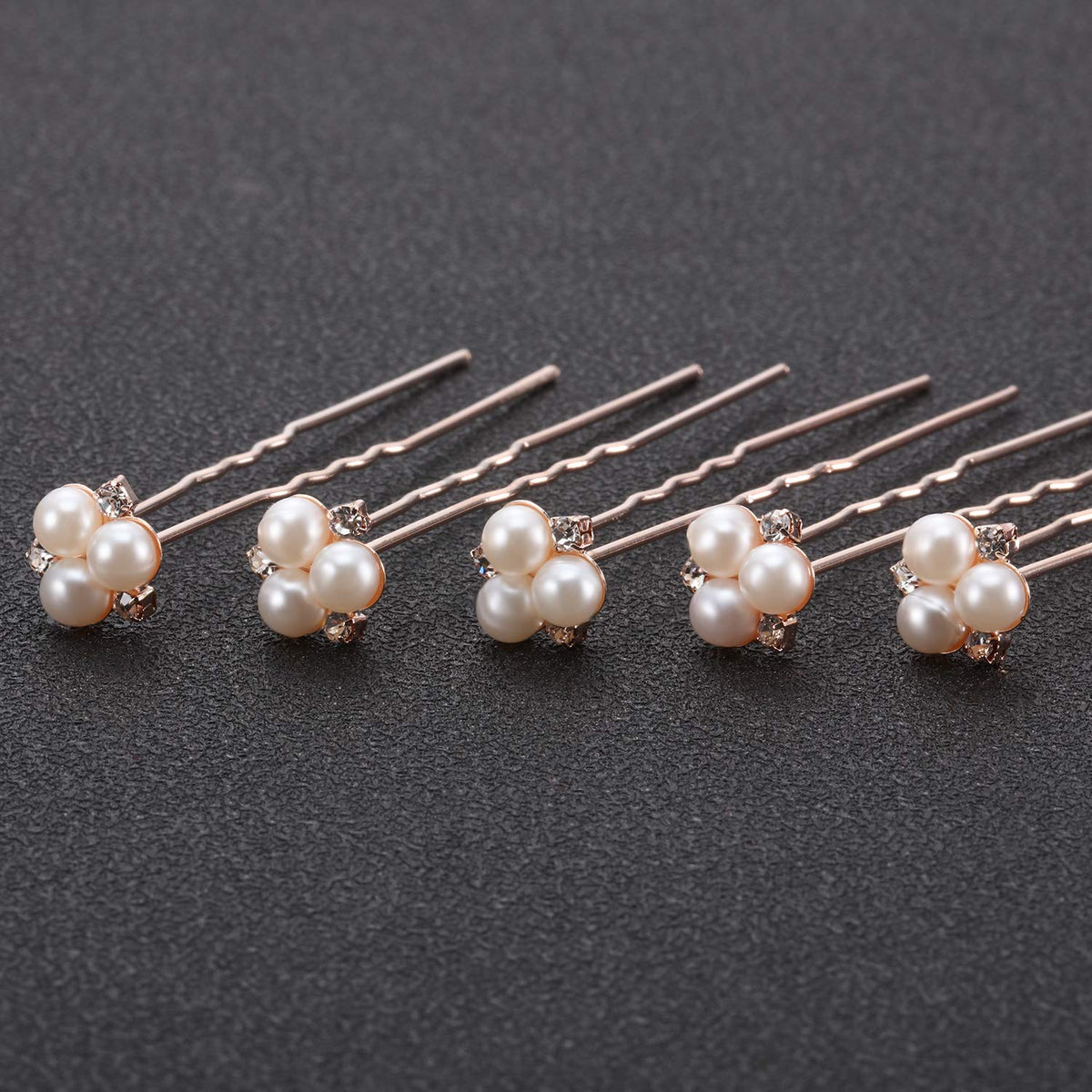 WILLBOND 18 Pcs Pearl Hair Pins Wedding Brides Hair Accessorie,Rose Gold