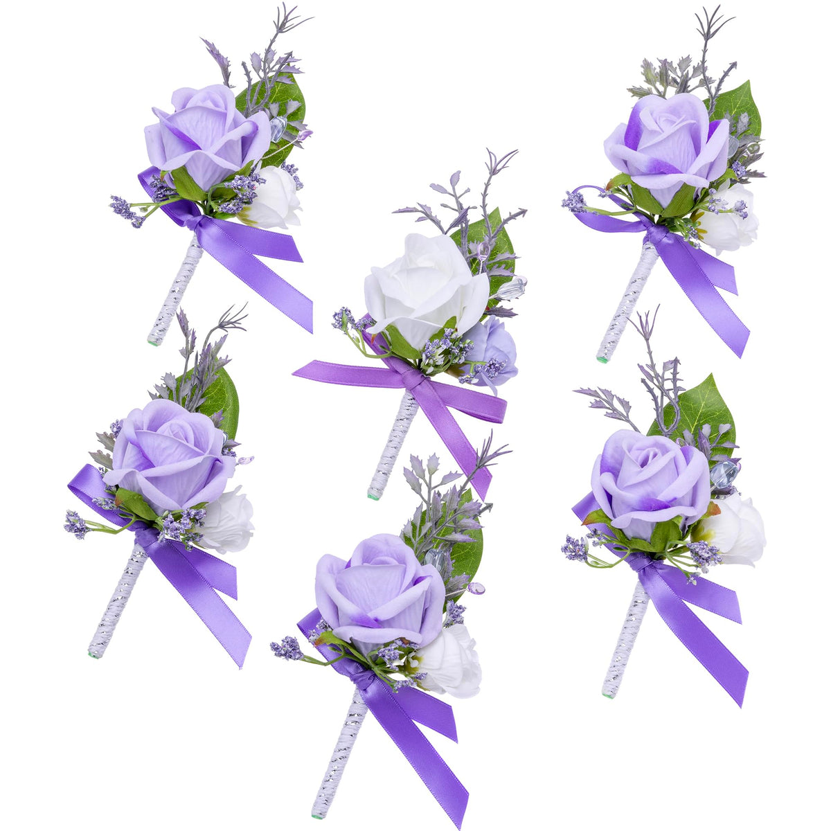 Fnize Champagne Boutonniere for Men Set of 6 Groom Groomsmen Wedding Flower