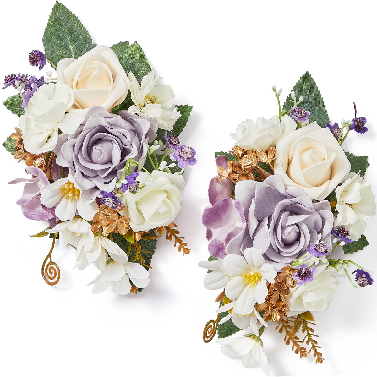 Serwalin Champagne Rose Corsage and Boutonniere Set for Wedding Prom Party
