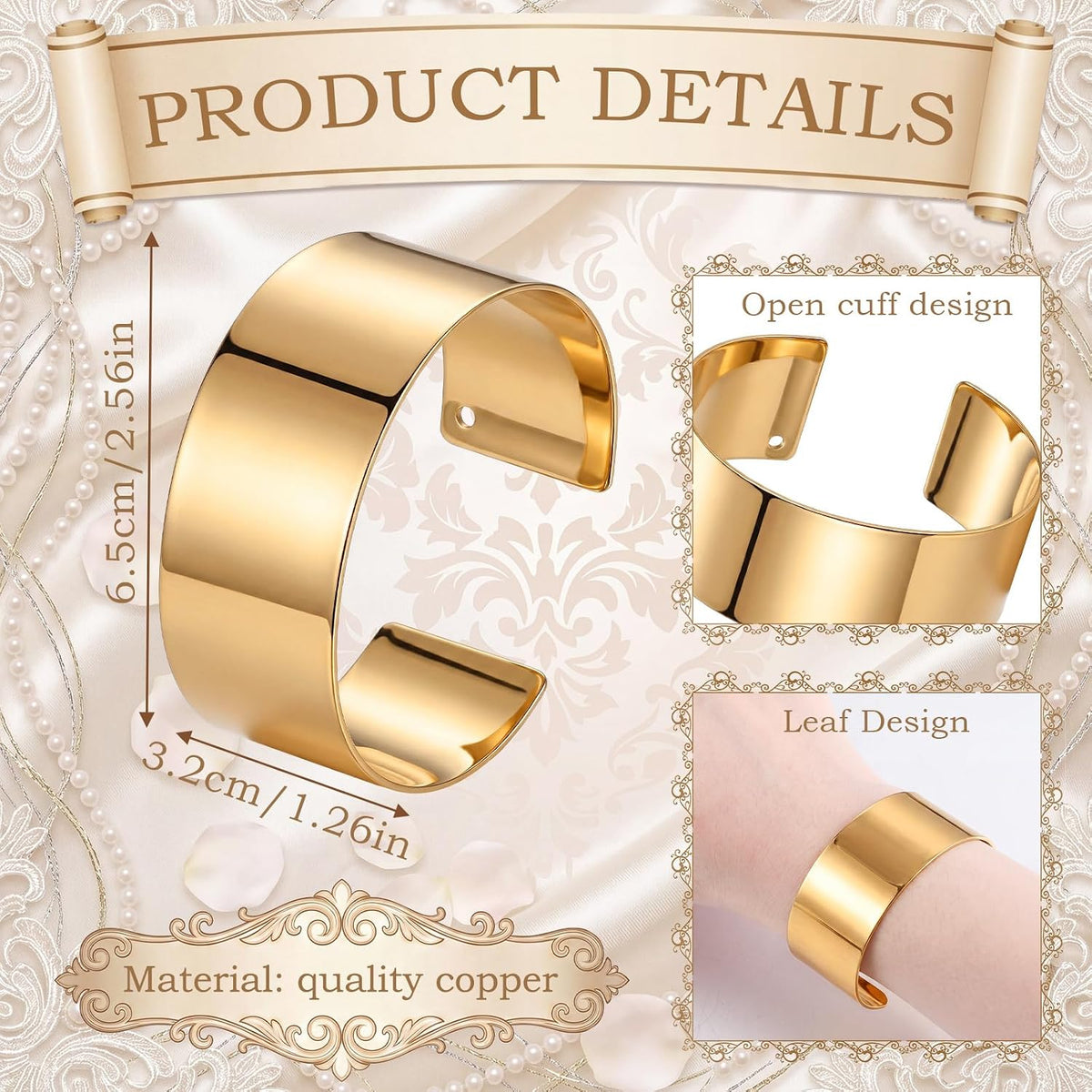 Liliaafar Gold 10 Pcs Corsage Wristlet Bracelet Bands for Women Cuff Bangle Bracelet Wrist Corsage DIY Wedding Wristband Wide Open Adjustable for Wedding Bridal Party Prom (0.98",Narrow Cuff)